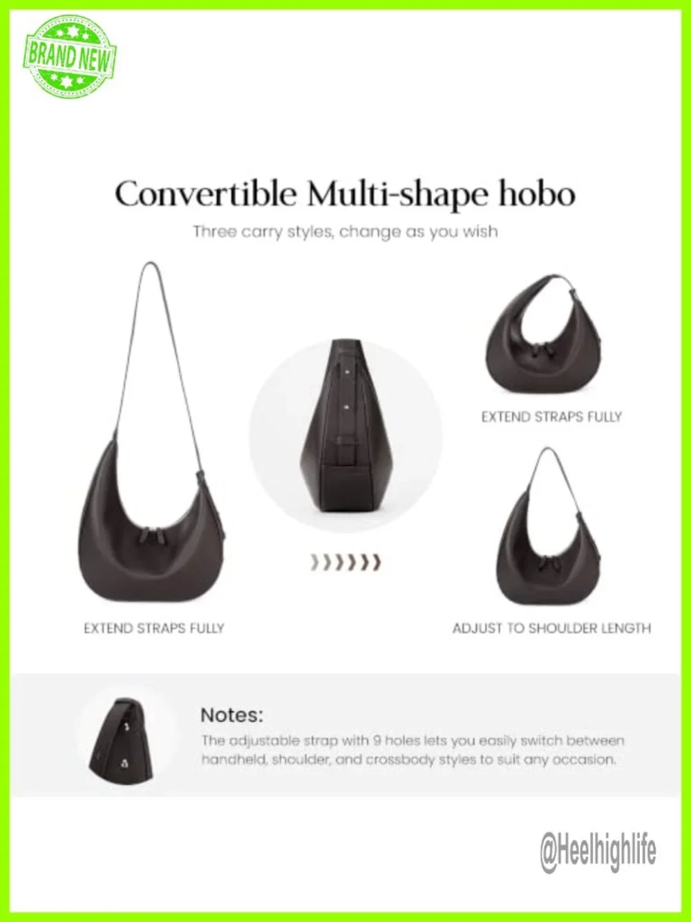 Genuine Leather Slouchy Hobo Bag, Crescent Crossbody Shoulder Bag